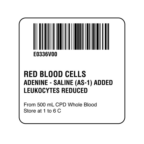 ISBT 128 Red Blood Cells Adenine-Saline (AS-1) Ad 2" x 2"